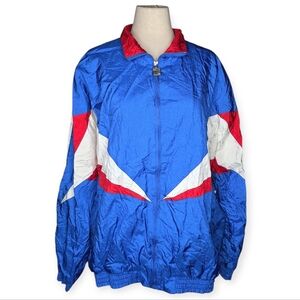 Vintage 90s Pro Celebrity Colorblock Windbreaker Jacket Blue Red XXL